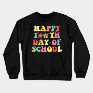 Happy 100 Days of School Teacher Kids Retro Groovy 100th Day Crewneck Sweatshirt